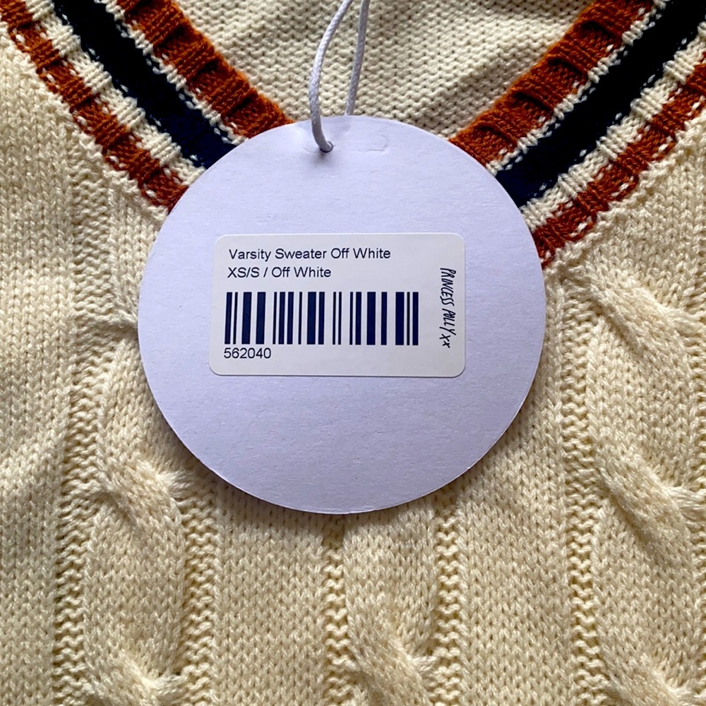Princess Polly Varsity Sweater Off White XS/S - Picture 4 of 4